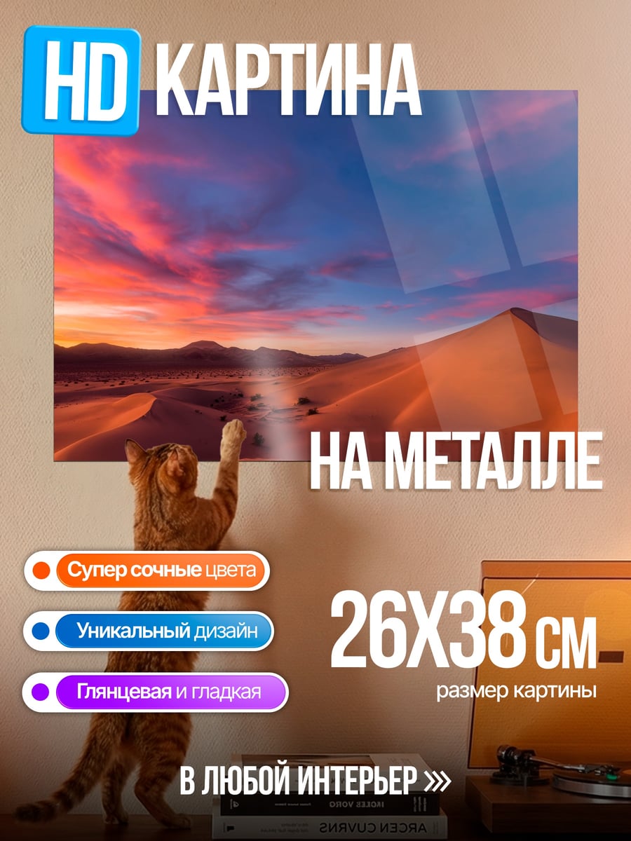 Картина на металле Закат в пустыне