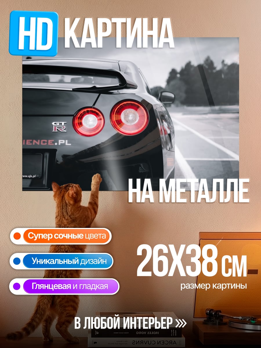 Картина на металле Черный спорткар