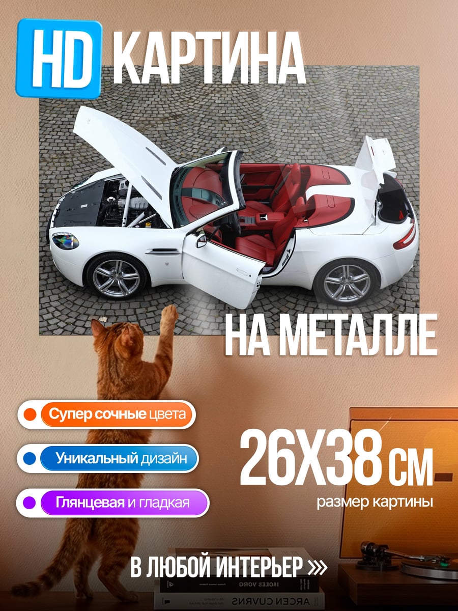 Картина на металле белый спорткар