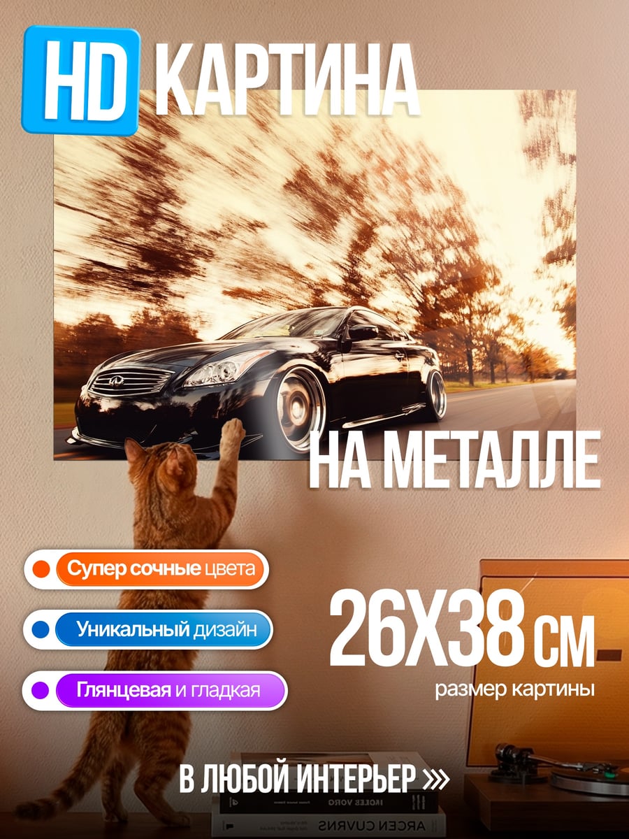 Картина на металле Черное авто