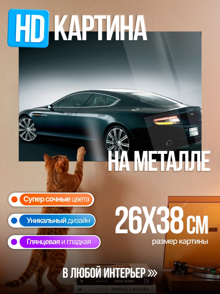 Картина на металле Черный спорткар