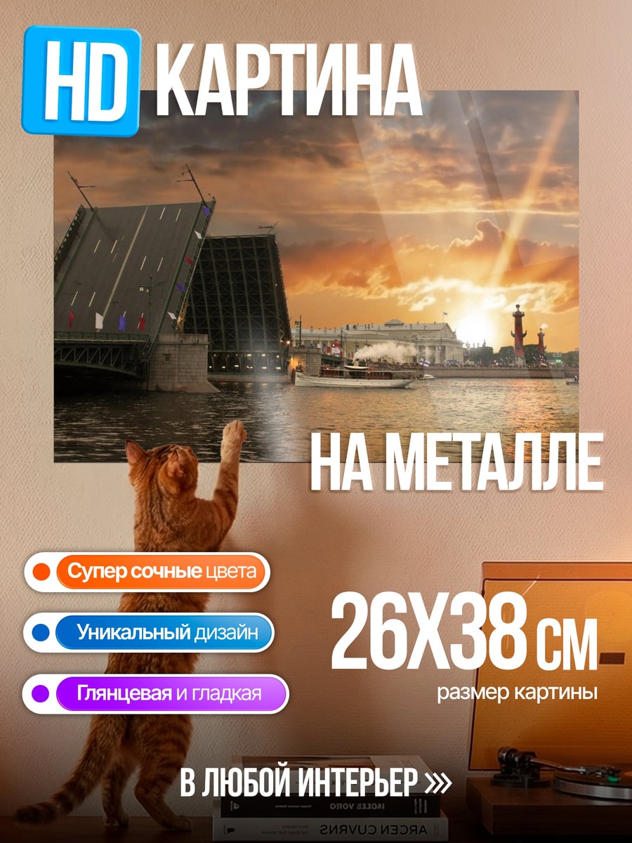 Картина на металле Разводной мост