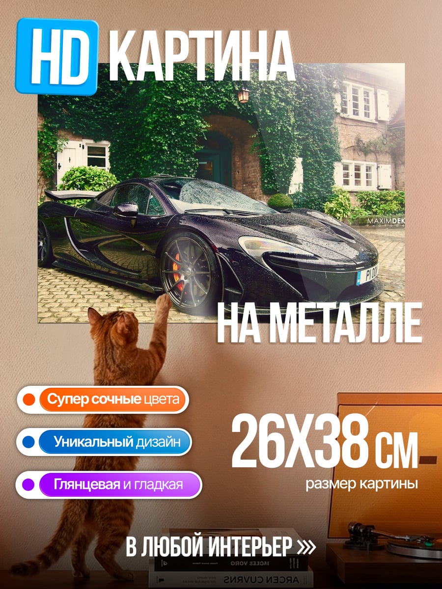 Картина на металле Черный спорткар