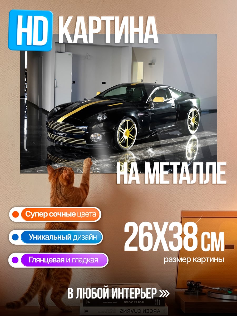 Картина на металле Черный спорткар