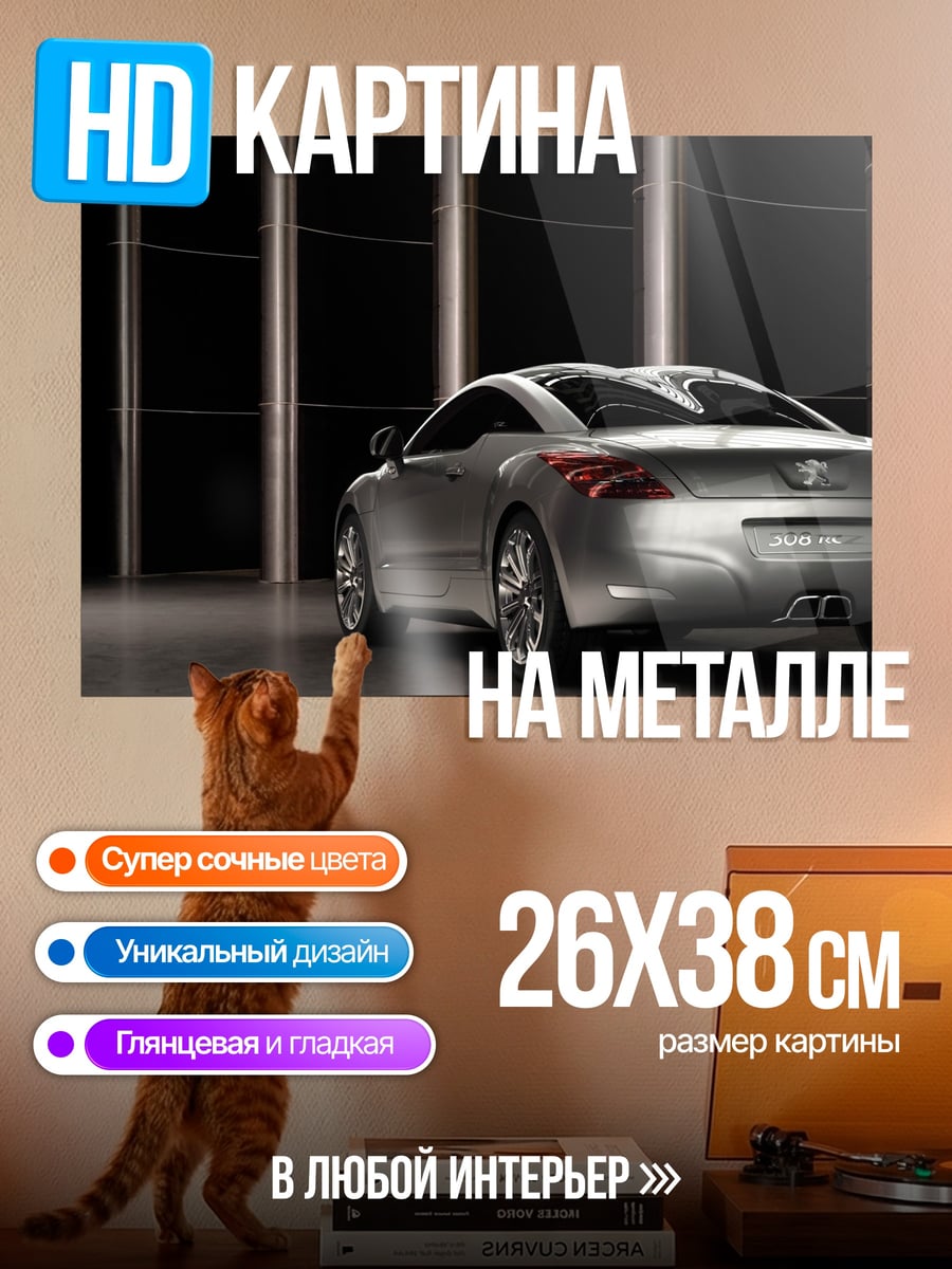 Картина на металле Серебристый спорткар