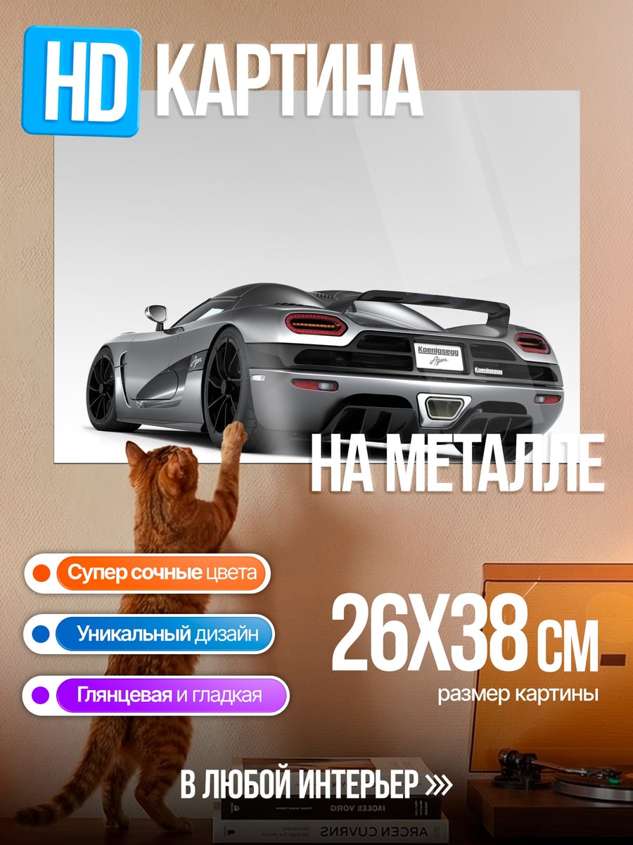 Картина на металле Серебряный спорткар