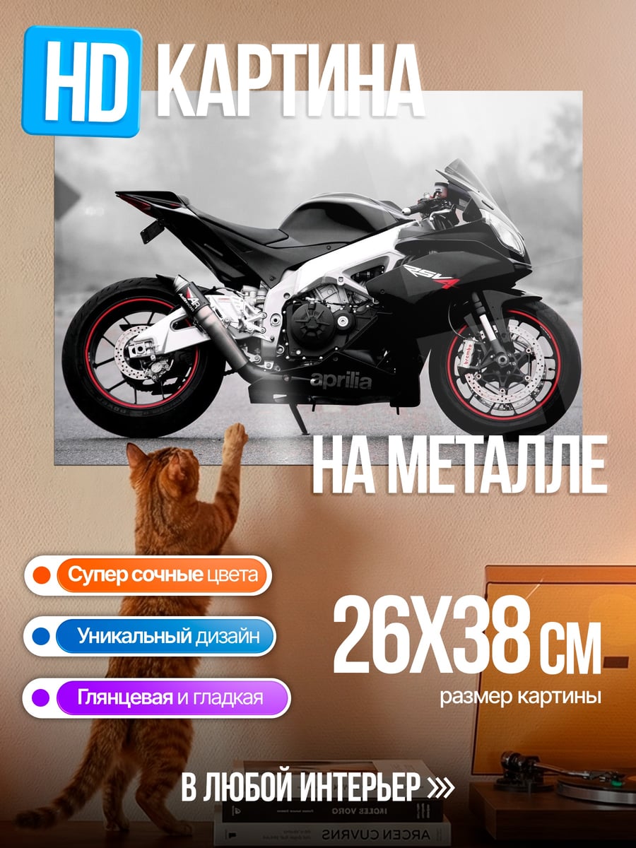 Картина на металле Спортивный мотоцикл