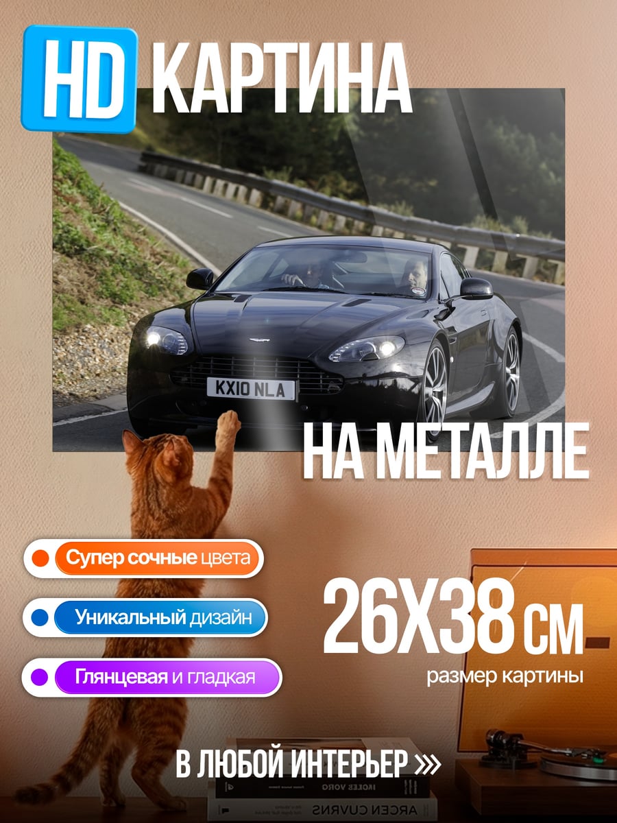 Картина на металле черный спорткар