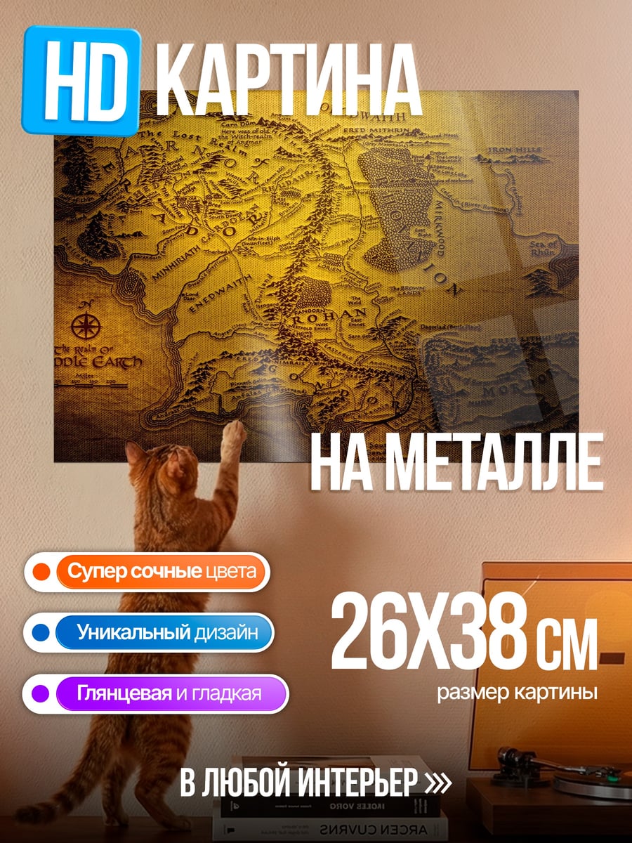 Картина на металле Старинная карта
