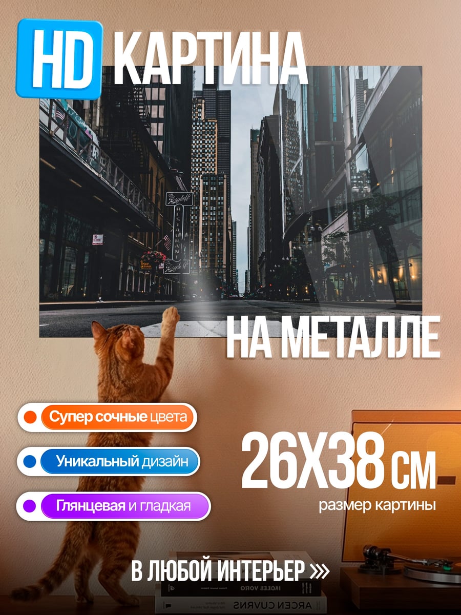 Картина на металле Городская улица