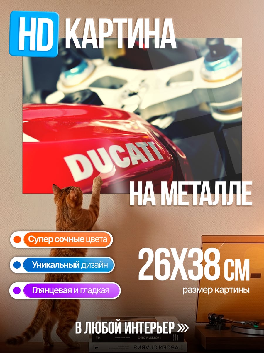 Картина на металле Красный Ducati