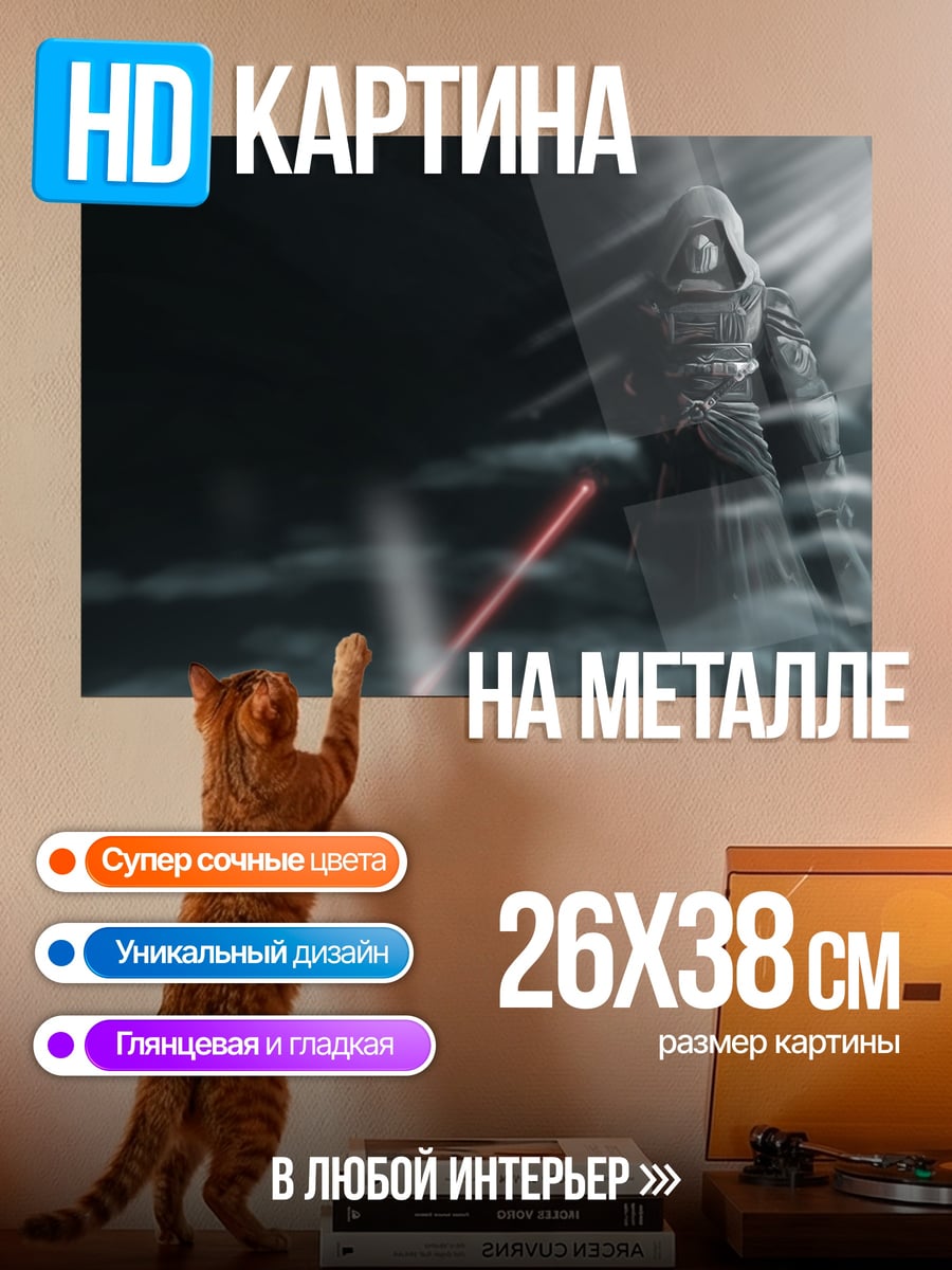 Картина на металле Темный лорд с мечом
