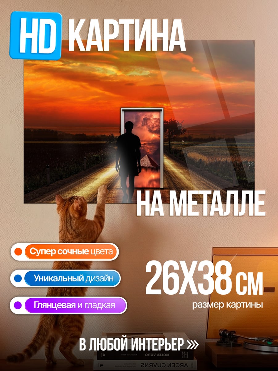 Картина на металле Дверь в закат
