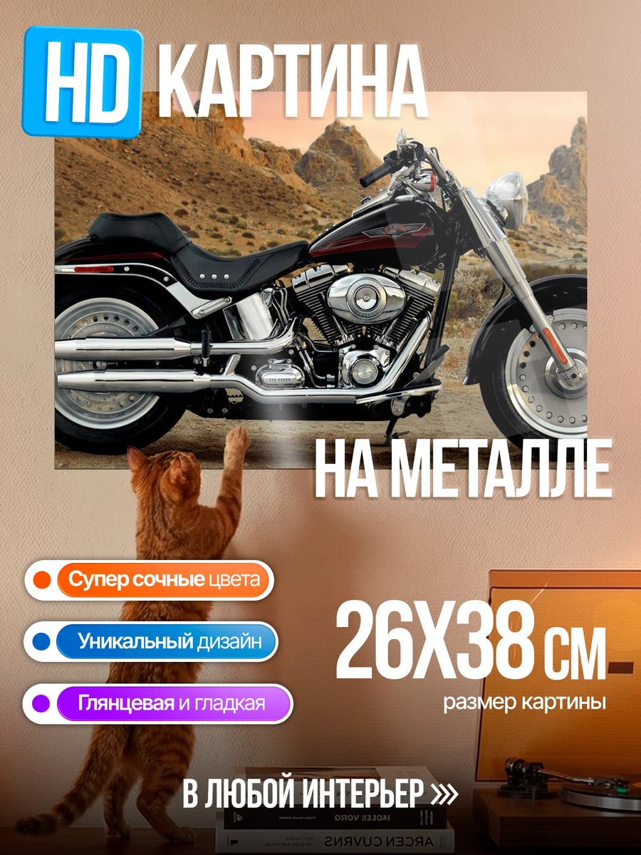 Картина на металле Мотоцикл Harley Davidson