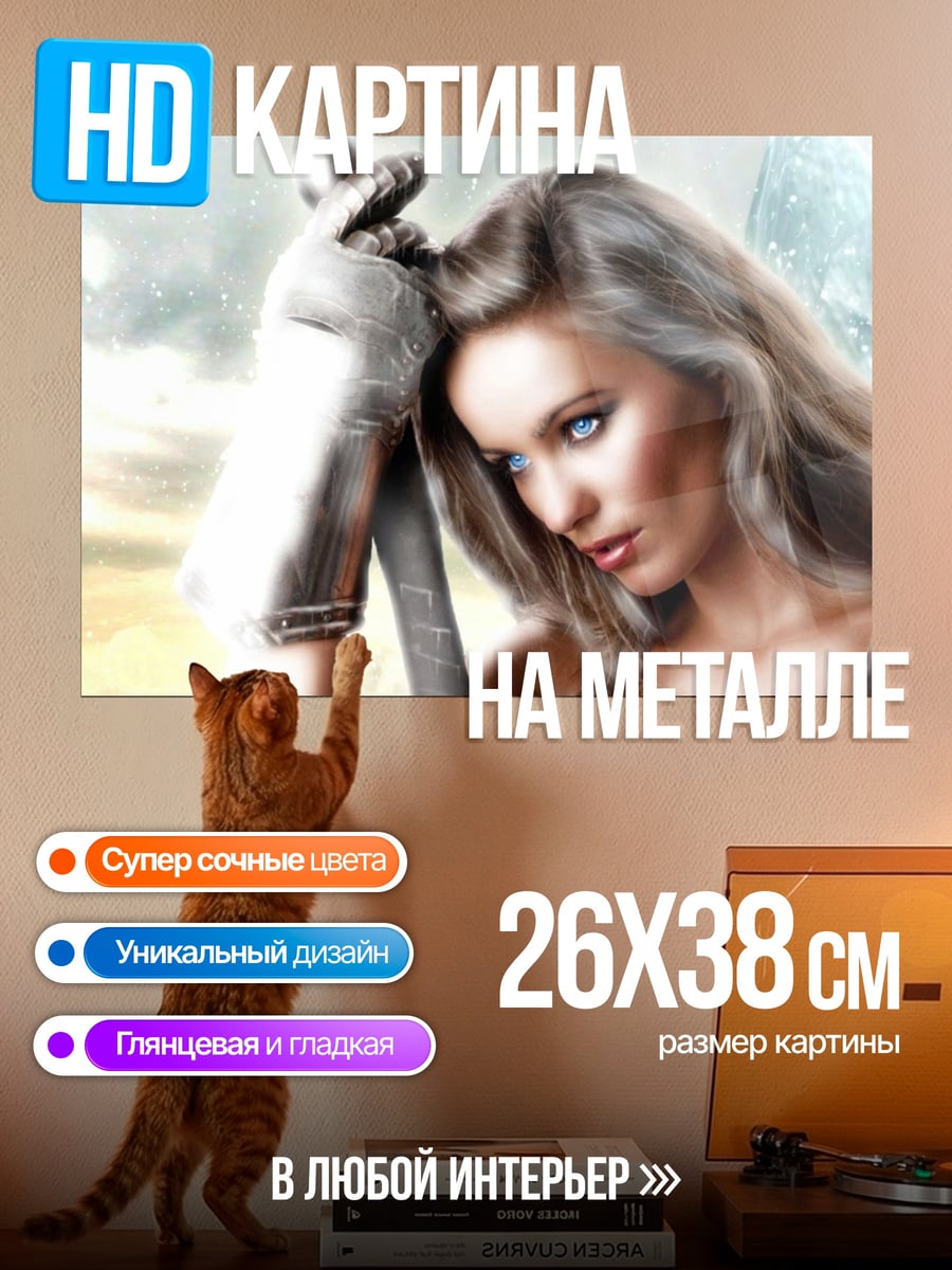 Картина на металле Воительница с мечом
