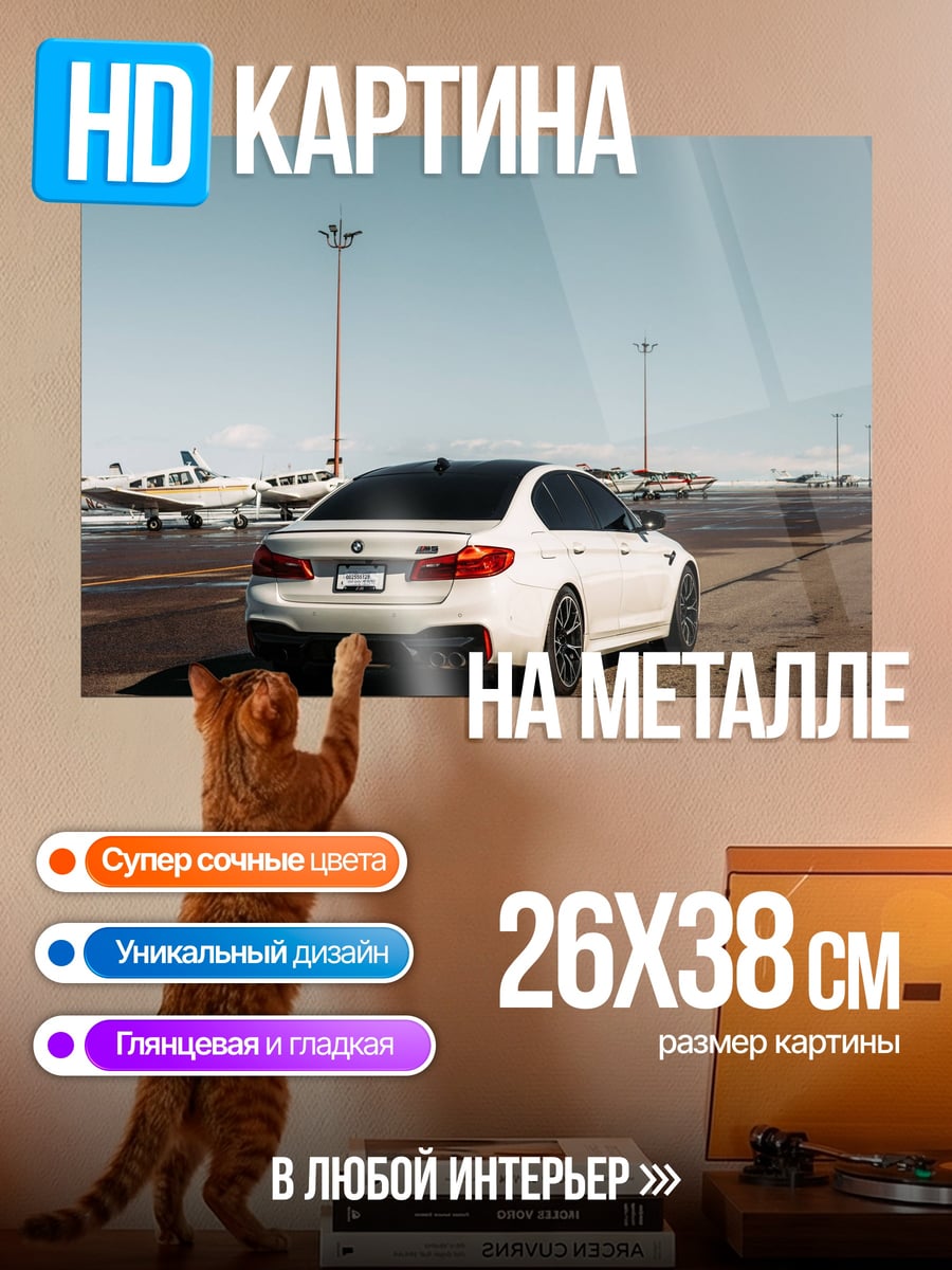 Картина на металле Белый BMW аэропорт