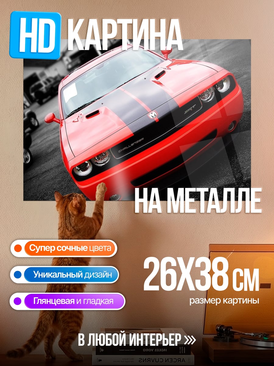 Картина на металле Красный маслкар полосы