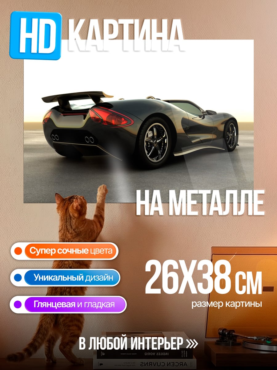 Картина на металле Черный спорткар
