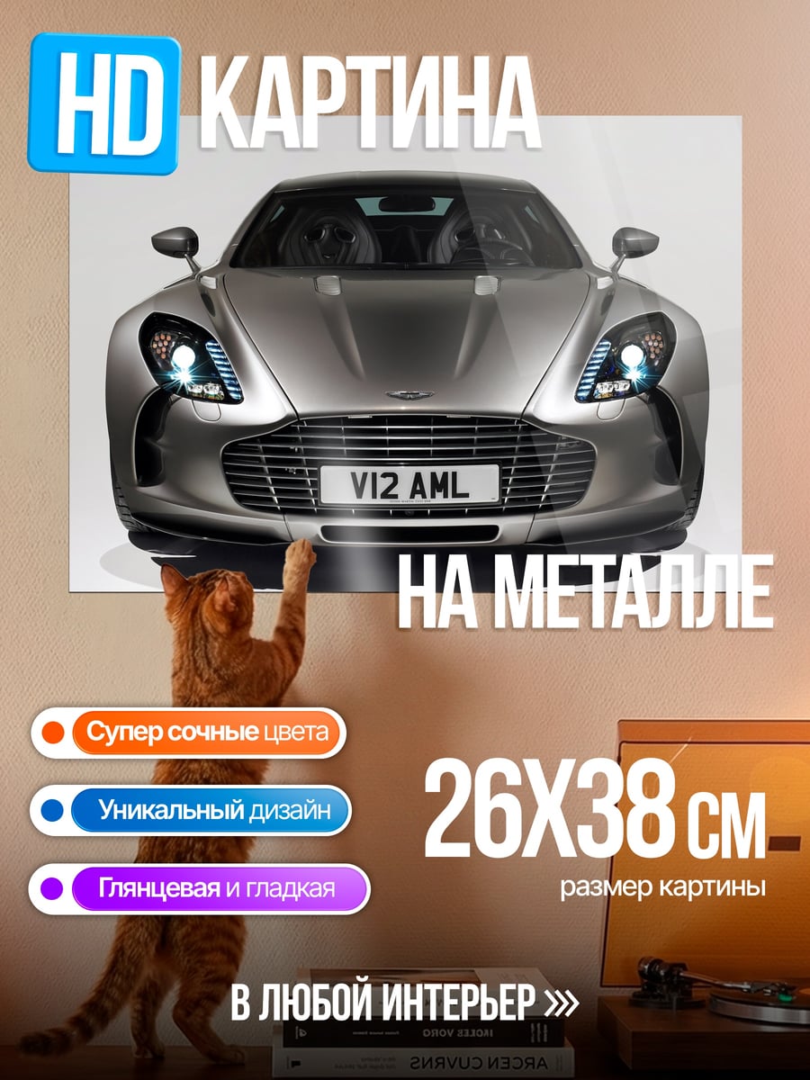 Картина на металле серебристый спорткар