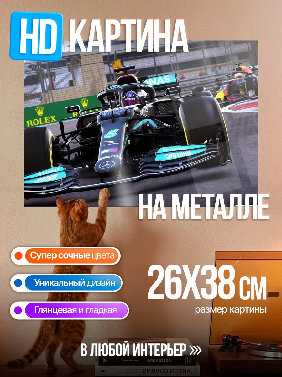 Картина на металле гонки Формула 1