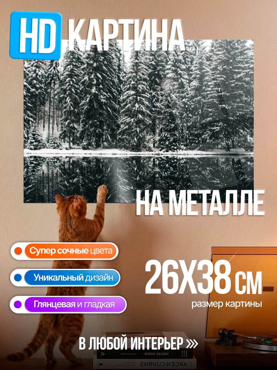 Картина на металле Зимний лес