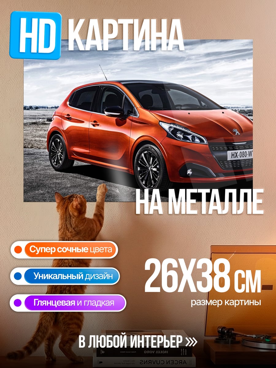 Картина на металле оранжевый хэтчбек