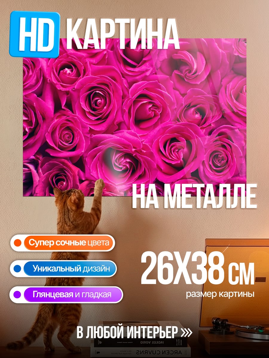 Картина на металле Розовые розы