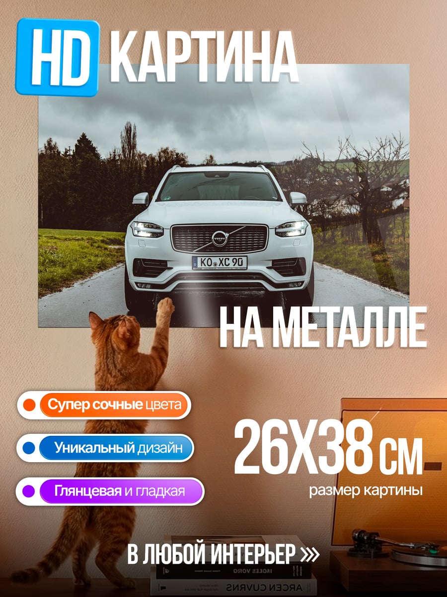 Картина на металле Белый Volvo XC90