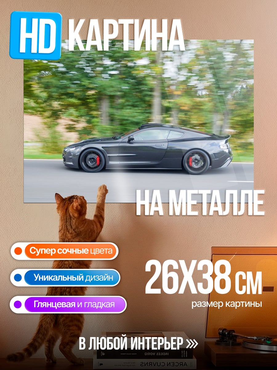 Картина на металле Спортивный автомобиль в движении