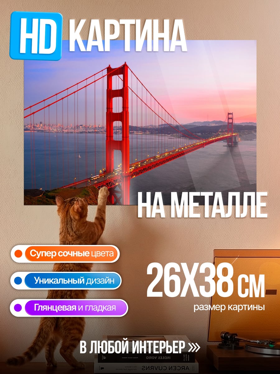 Картина на металле Мост Золотые Ворота