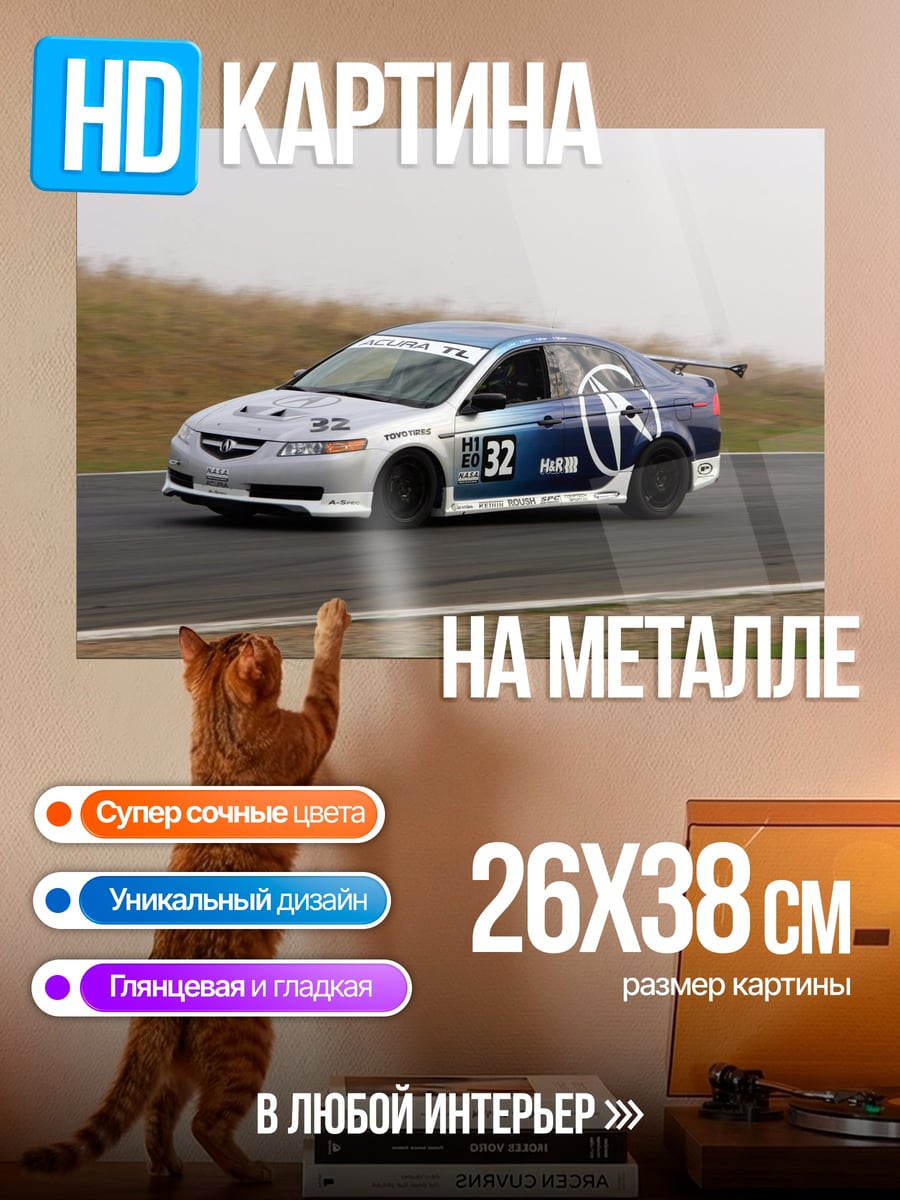 Картина на металле гоночная машина Acura