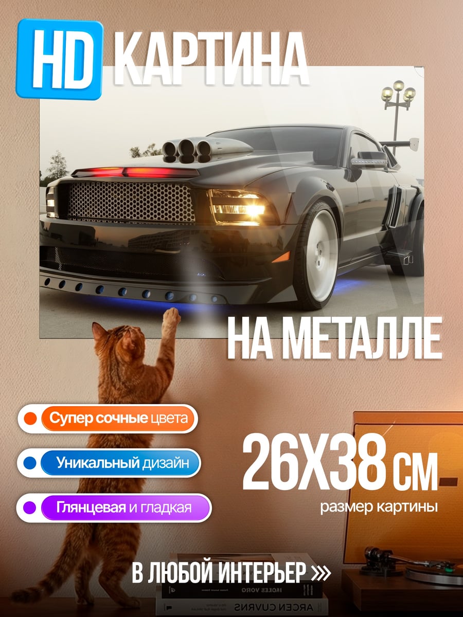 Картина на металле Черный маслкар