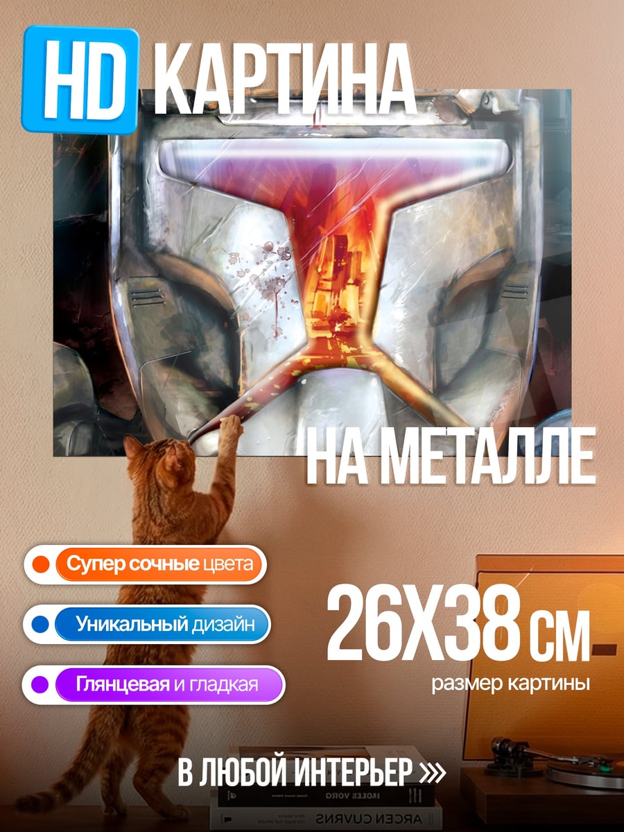 Картина на металле Шлем клона