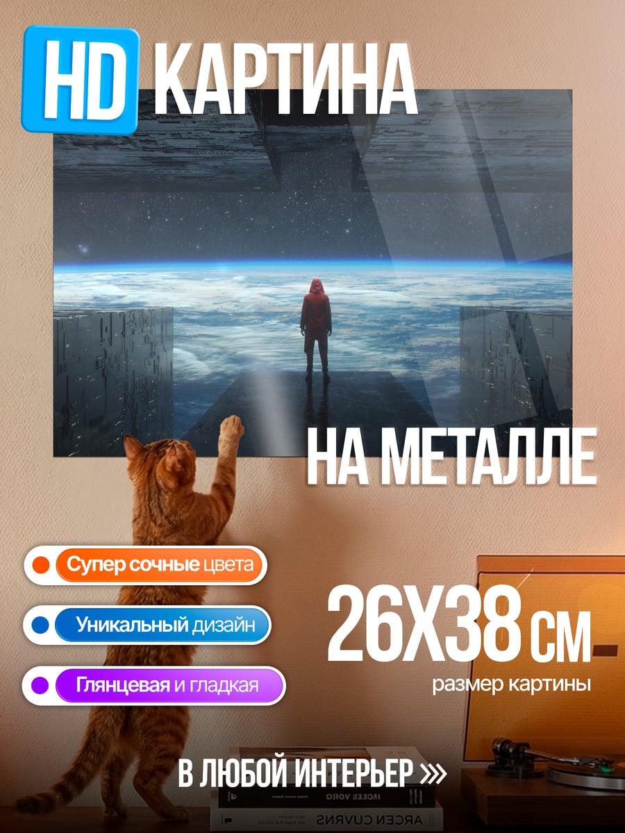 Картина на металле Космонавт смотрит на Землю