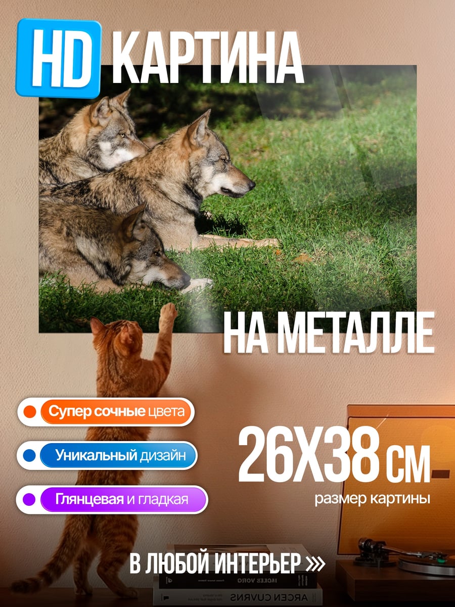 Картина на металле Стая волков