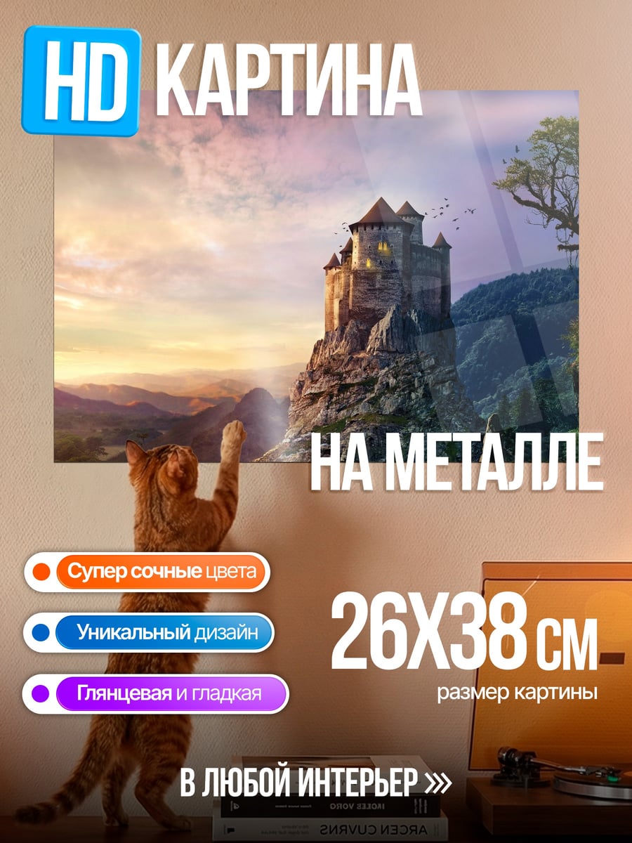 Картина на металле Замок на скале