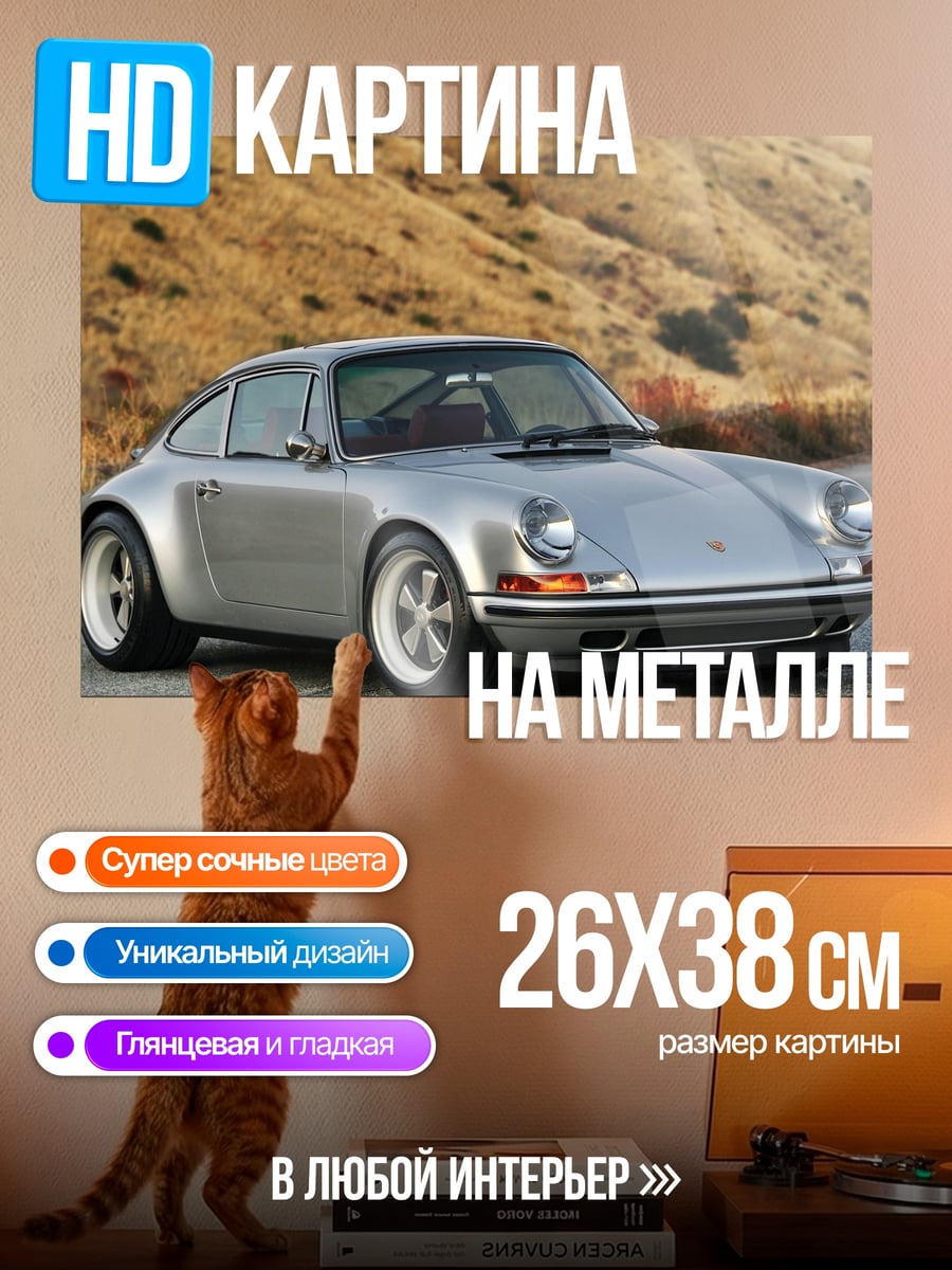 Картина на металле Серебряный спорткар