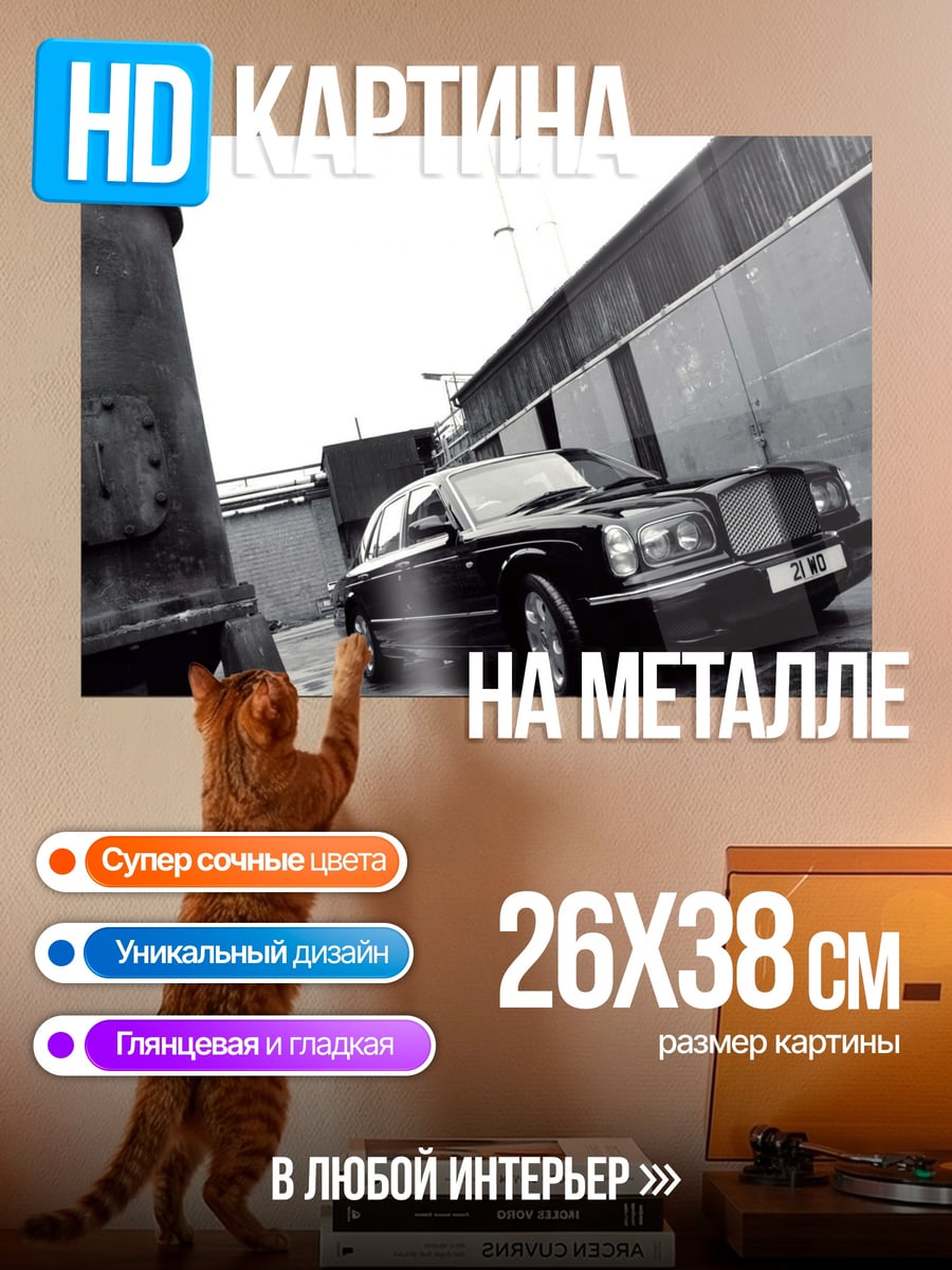 Картина на металле Черный седан