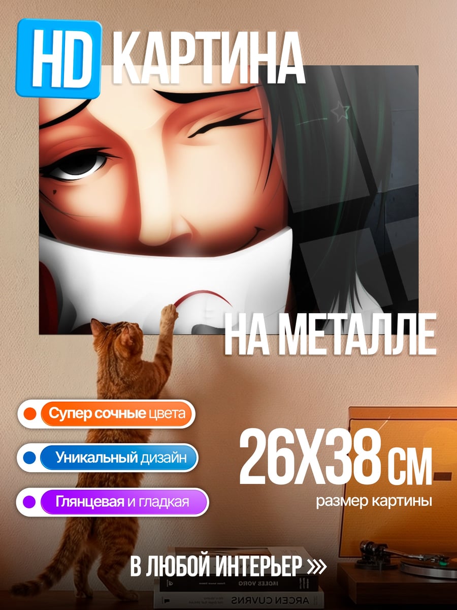 Картина на металле Аниме девушка маска