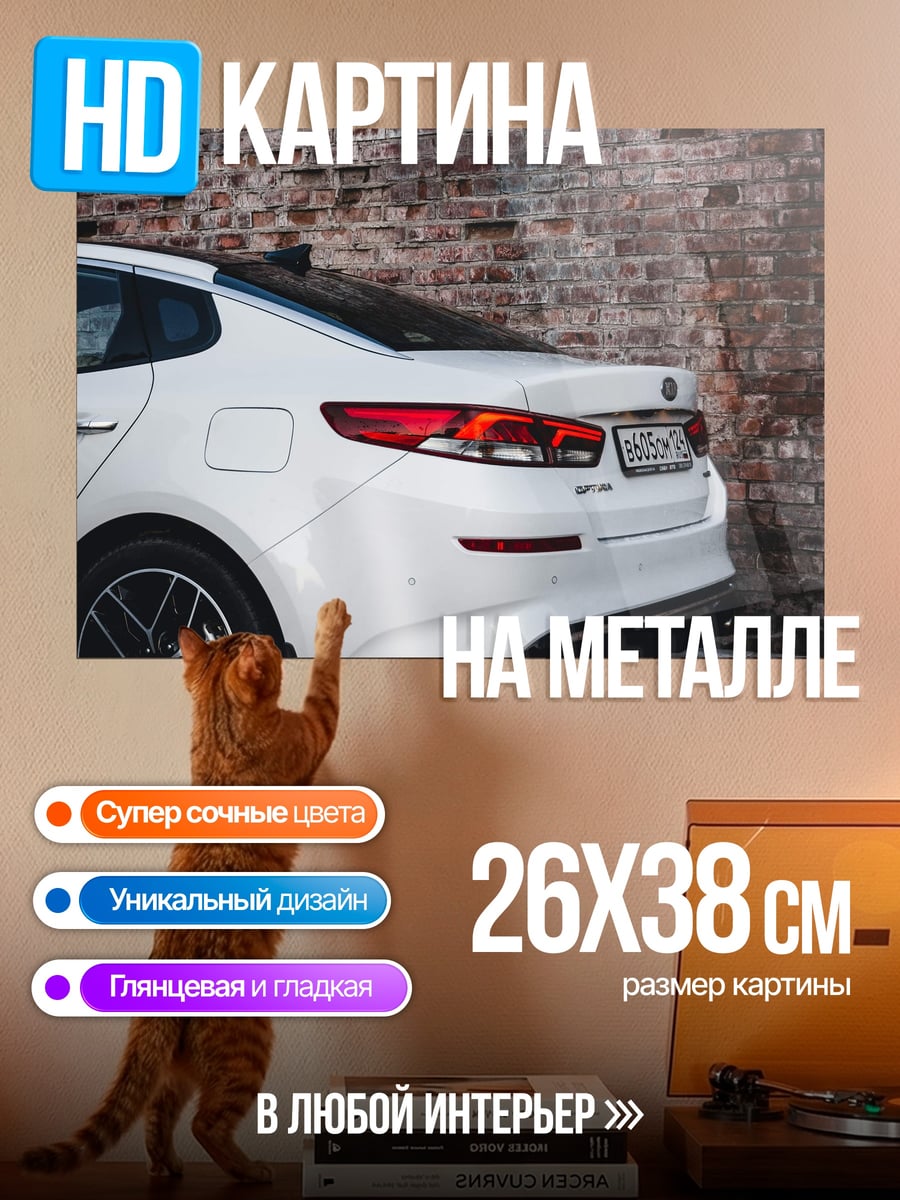Картина на металле Белый седан