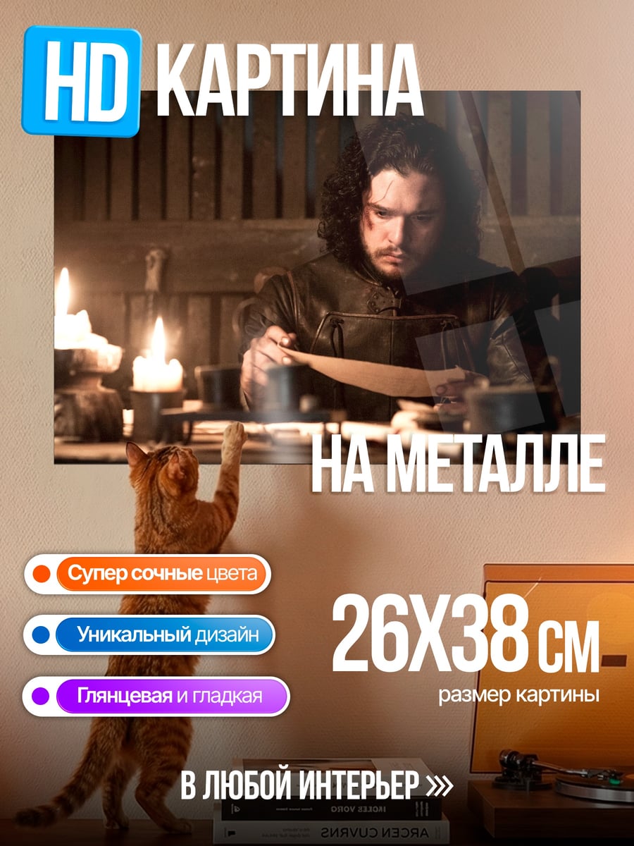Картина на металле Джон Сноу читает