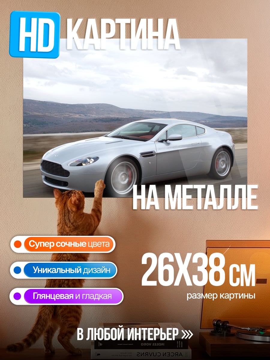 Картина на металле серебристый спорткар
