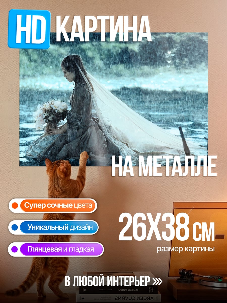 Картина на металле невеста под дождем
