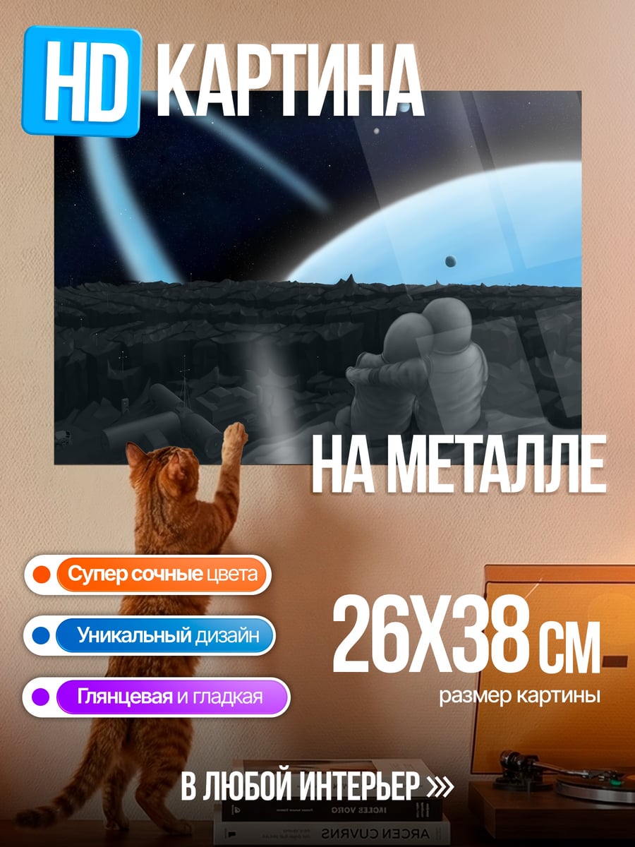 Картина на металле Пара космонавтов