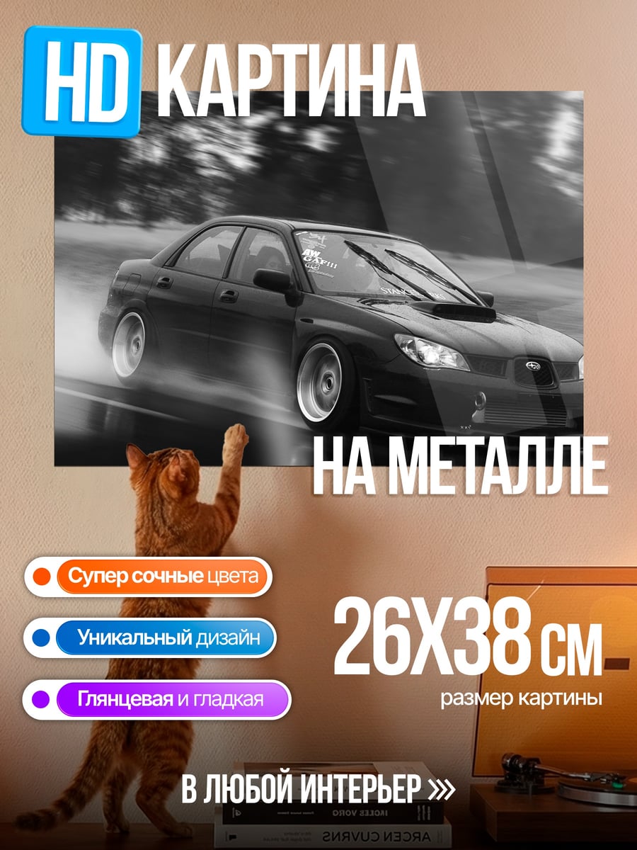 Картина на металле Дрифт на мокрой дороге