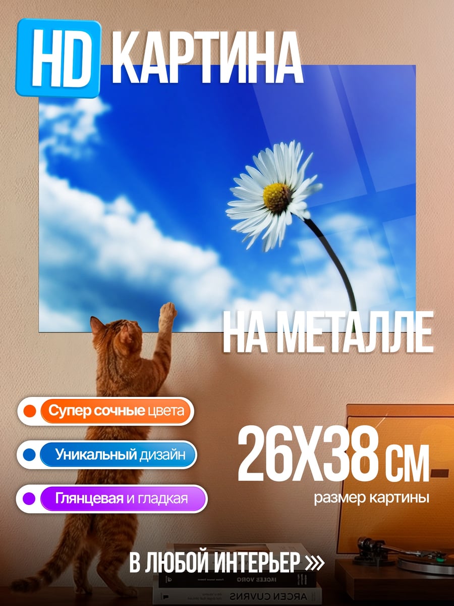 Картина на металле Цветок на небе