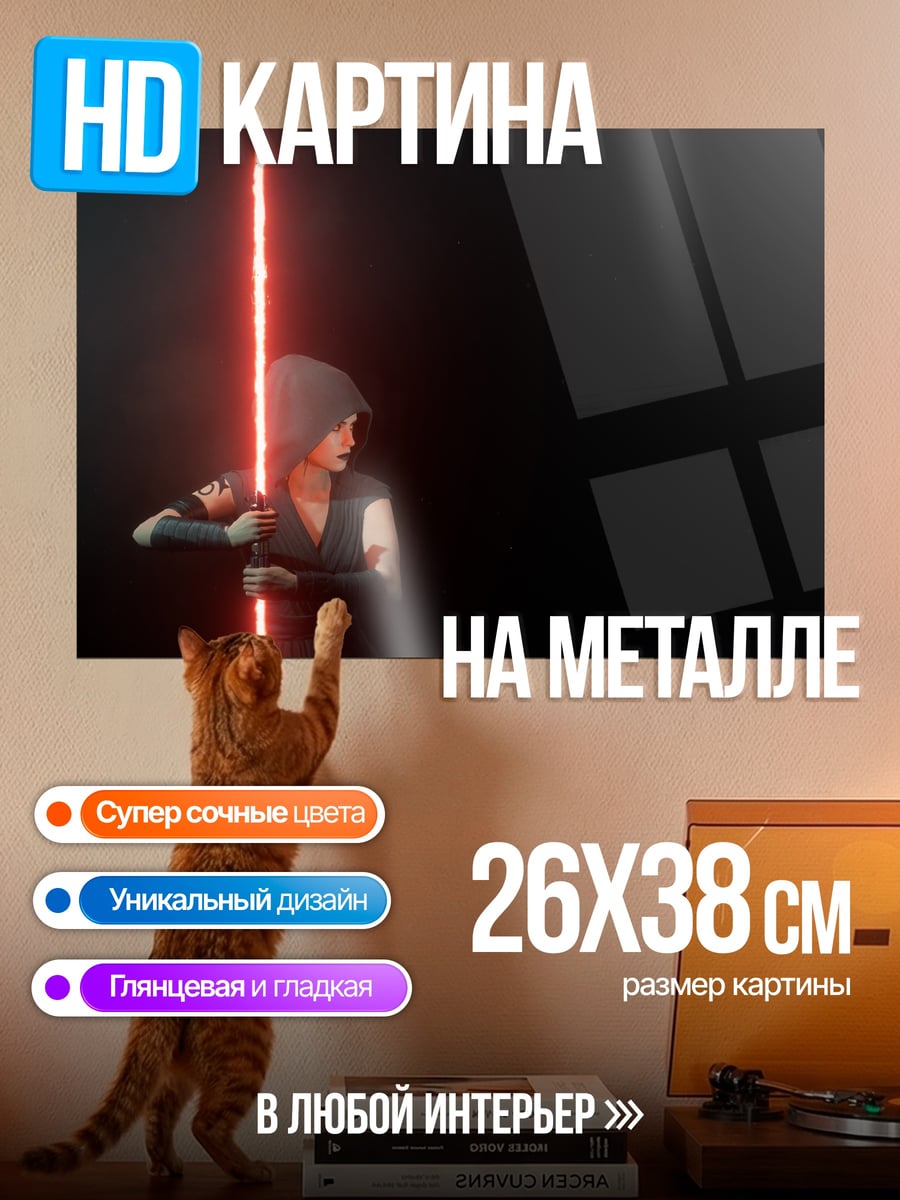 Картина на металле Девушка с мечом