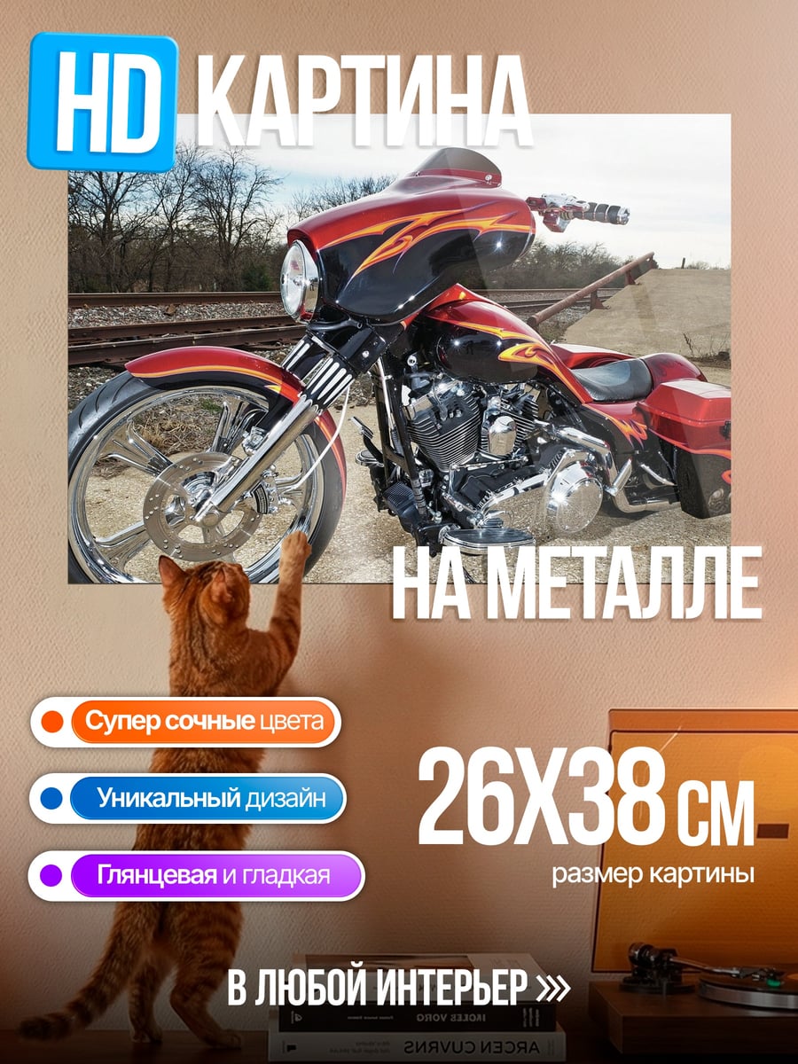 Картина на металле Кастомный мотоцикл