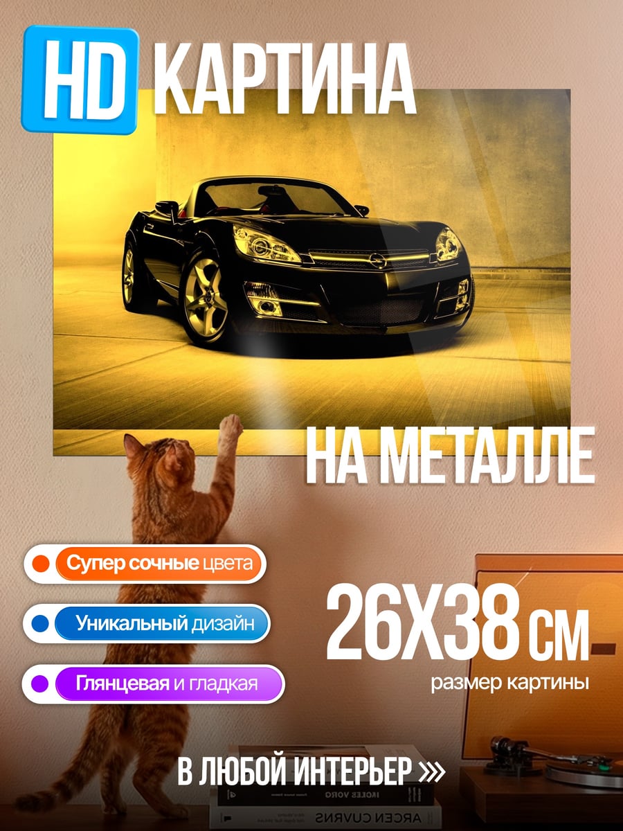 Картина на металле Черный спорткар