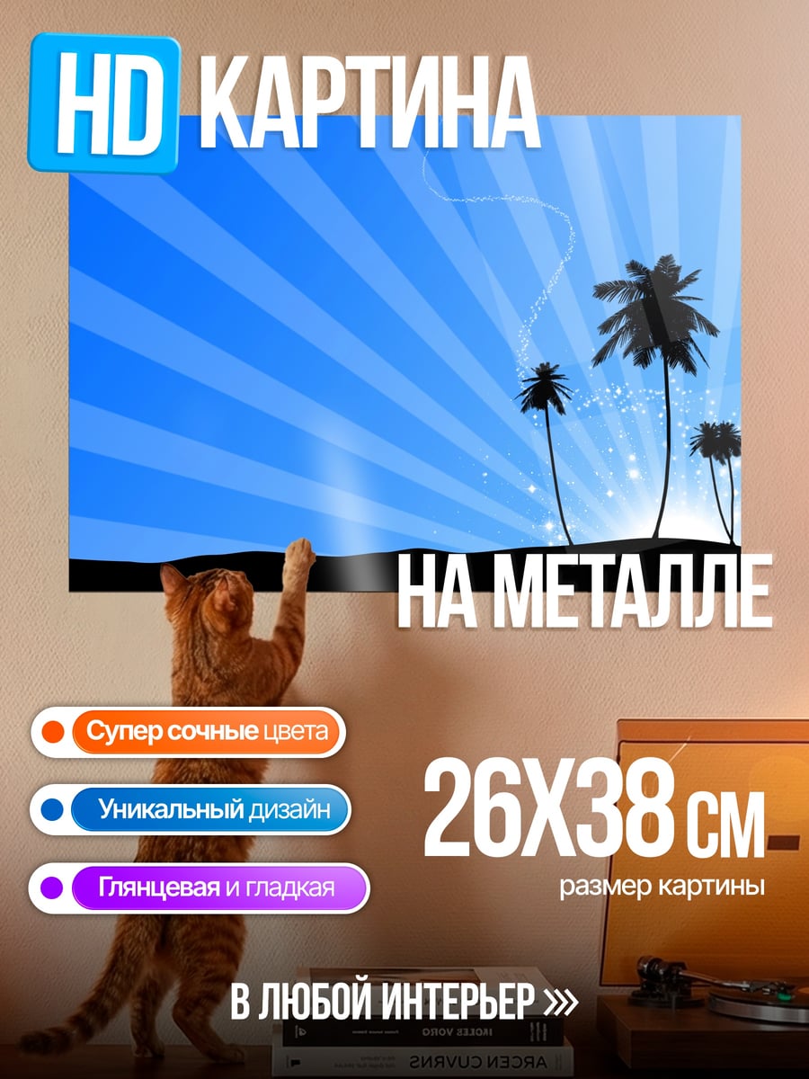 Картина на металле Пальмы на закате